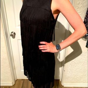 Forever 21 Suede Fringe Black Dress